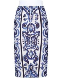 Dolce & Gabbana - Majolica-print Midi Skirt - Lyst