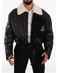 Dolce & Gabbana - Belted Shearling Jacket - Lyst