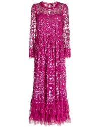 Needle & Thread - Sequinned Ruffled Maxi Dress - Lyst
