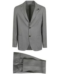 Lardini - Flower-Pin Buttoned Suit - Lyst