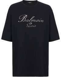 Balmain - Signature-embroidered Cotton T-shirt - Lyst
