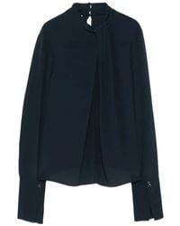 Patrizia Pepe - Draped-Collar Long-Sleeve Blouse - Lyst
