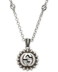 Gucci - Sterling Silver Interlocking G Pendant Necklace - Lyst