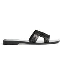 KARL LAGERFELD - Glitter-Effect Cut-Out Slides - Lyst