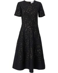Carolina Herrera - Leaf Jacquard Midi Dress - Lyst