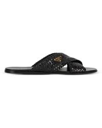 Prada - Woven Crossover Sandals - Lyst