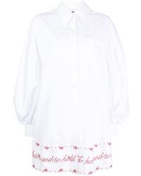 Simone Rocha - Slogan-embroidered Cotton Shirt Dress - Lyst