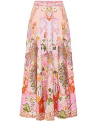Camilla - Floral-print Linen Maxi Skirt - Lyst