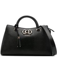 Guess - Logo-Plaque Snakeskin Tote Bag - Lyst