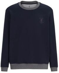 Brunello Cucinelli - Cotton French Terry Sweatshirt With Embroidery - Lyst