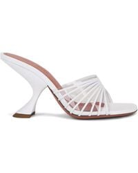 AMINA MUADDI - Leather Mookie Heeled Mules 90 - Lyst