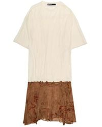 Bimba Y Lola - Underwater Two-Material Dress With Buttoned Hem - Lyst
