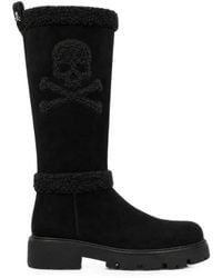 Philipp Plein - Skull And Bones Suede Boots - Lyst