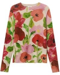 Lafayette 148 New York - Floral-Print Crew-Neck Sweater - Lyst