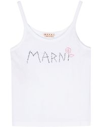 Marni - Embroidered-logo Cotton Top - Lyst