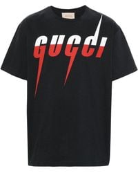Gucci - T-shirt en coton à imprimé logo Blade - Lyst