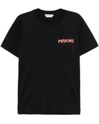 Marni - T-Shirt Mit Logo-Patch - Lyst