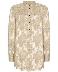 Dolce & Gabbana - Semi-sheer Floral-lace Shirt - Lyst