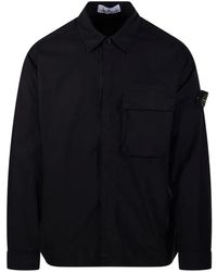 Stone Island - 1200032 Stretch Cotton Tela 'Paracadute' Comfort-Fit Overshirt With Snap Fastening - Lyst