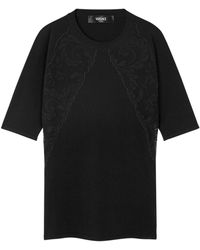 Versace - Lace-panelled Crew Neck T-shirt - Lyst