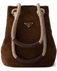 Prada - Small Mariner Suede Bucket Bag - Lyst