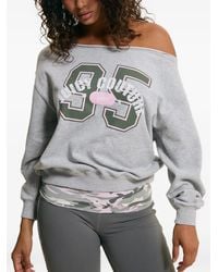 Juicy Couture - Off-Shoulder Logo-Print Sweatshirt - Lyst
