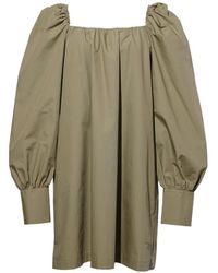Pushbutton - Mini-Jurk Met Pofmouwen En Vierkante Hals - Lyst
