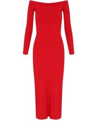 Gloria Coelho - Off-Shoulder Ribbed Midi Dress - Lyst
