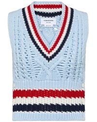 Thom Browne - Chunky Kasjmier Gilet Met Rwb Streep - Lyst