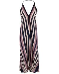 VOLANTIS - Sunset Striped Silk Dress - Lyst