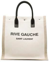 Saint Laurent - Two-Tone Canvas Rive Gauche Shopping Bag - Lyst