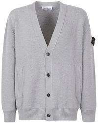 Stone Island - 5100010 Pure Rws Wool Loose-Fit V-Neck Cardigan With Pockets - Lyst