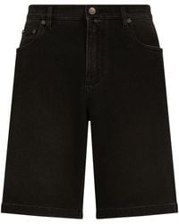 Dolce & Gabbana - DG Essentials Jeans-Shorts mit Logo-Schild - Lyst