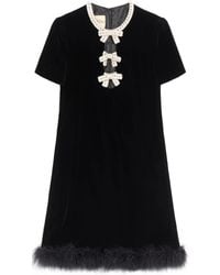 Valentino Garavani - Mini Embroidered-Bows Feather Dress - Lyst