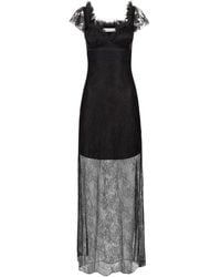 Nina Ricci - Satin Lace Maxi Dress - Lyst