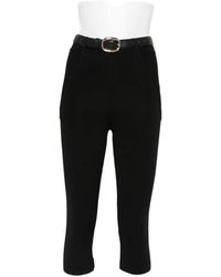 Self-Portrait - Ribbed-Knit Cropped Trousers - Lyst
