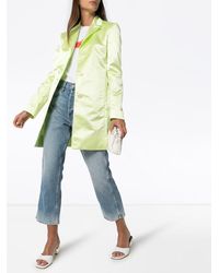 Kwaidan Editions Single-breasted Satin Car Coat - Green