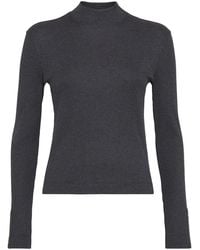 Brunello Cucinelli - Roll-Neck Ribbed Jersey Top - Lyst