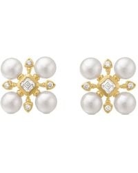 David Yurman - 18Kt Renaissance Pearl And Diamond Stud Earrings (16.5Mm) - Lyst