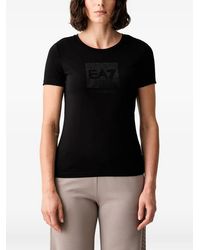 EA7 - Rhinestone-Embellished T-Shirt - Lyst