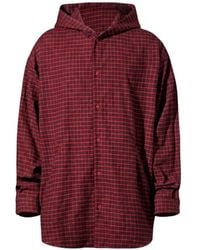 Balenciaga - Check-Pattern Oversized Hooded Shirt - Lyst