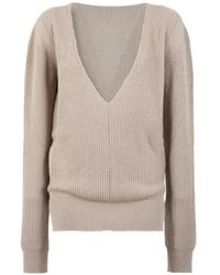 Rick Owens - Ribbed-Knit V-Neck Sweater - Lyst