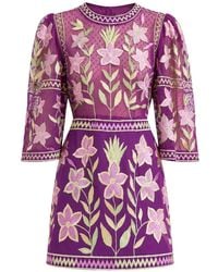 Antik Batik - Carioca Floral-Embroidered Mesh-Panel Mini Dress - Lyst