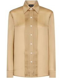 Tom Ford - Plisse-panel Silk Shirt - Lyst