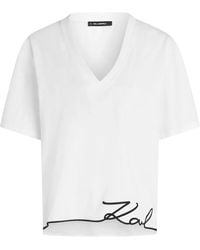 KARL LAGERFELD - Signature Hem V-Neck T-Shirt - Lyst