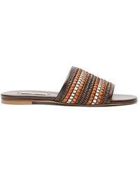 Casadei - Braided Leather Flat Sandals - Lyst