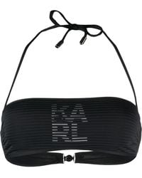 KARL LAGERFELD - Logo-Print Bandeau Bikini Top - Lyst