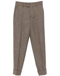 Berwich - Herringbone-Pattern Wool Trousers - Lyst