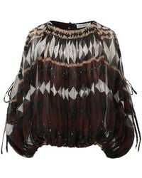 Into The East - Geometric-Print Blouse - Lyst