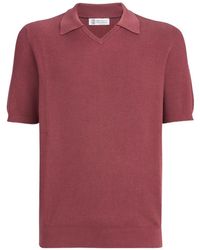 Brunello Cucinelli - Cotton English Rib Knit Polo - Lyst